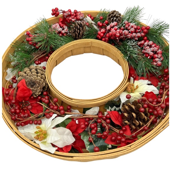LONGABERGER Wreath Basket Christmas Chips Dip Tray Set Centerpiece - Picture 9 of 12